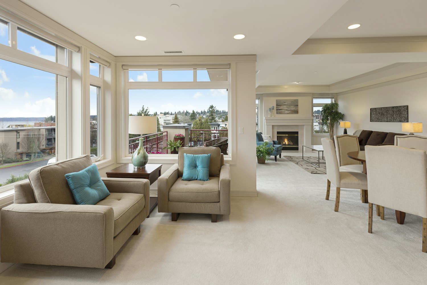 Freshly painted, light-filled living space